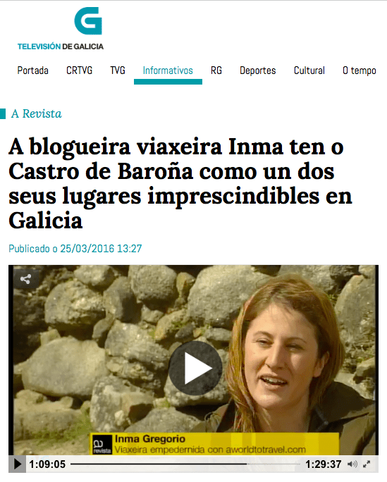Inma Gregorio at RTVGA about Baroña Galicia - A World to Travel