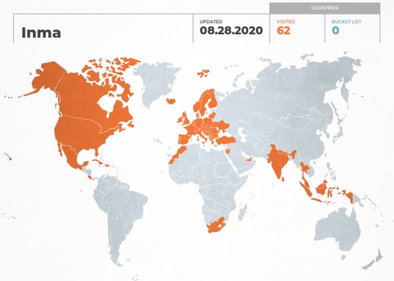 Inma's visited countries